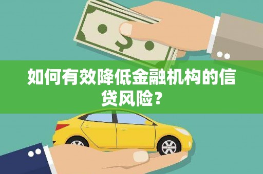 澄江如何有效降低金融机构的信贷风险？