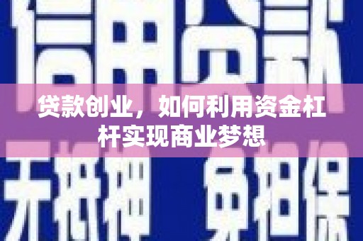 双牌贷款创业，如何利用资金杠杆实现商业梦想